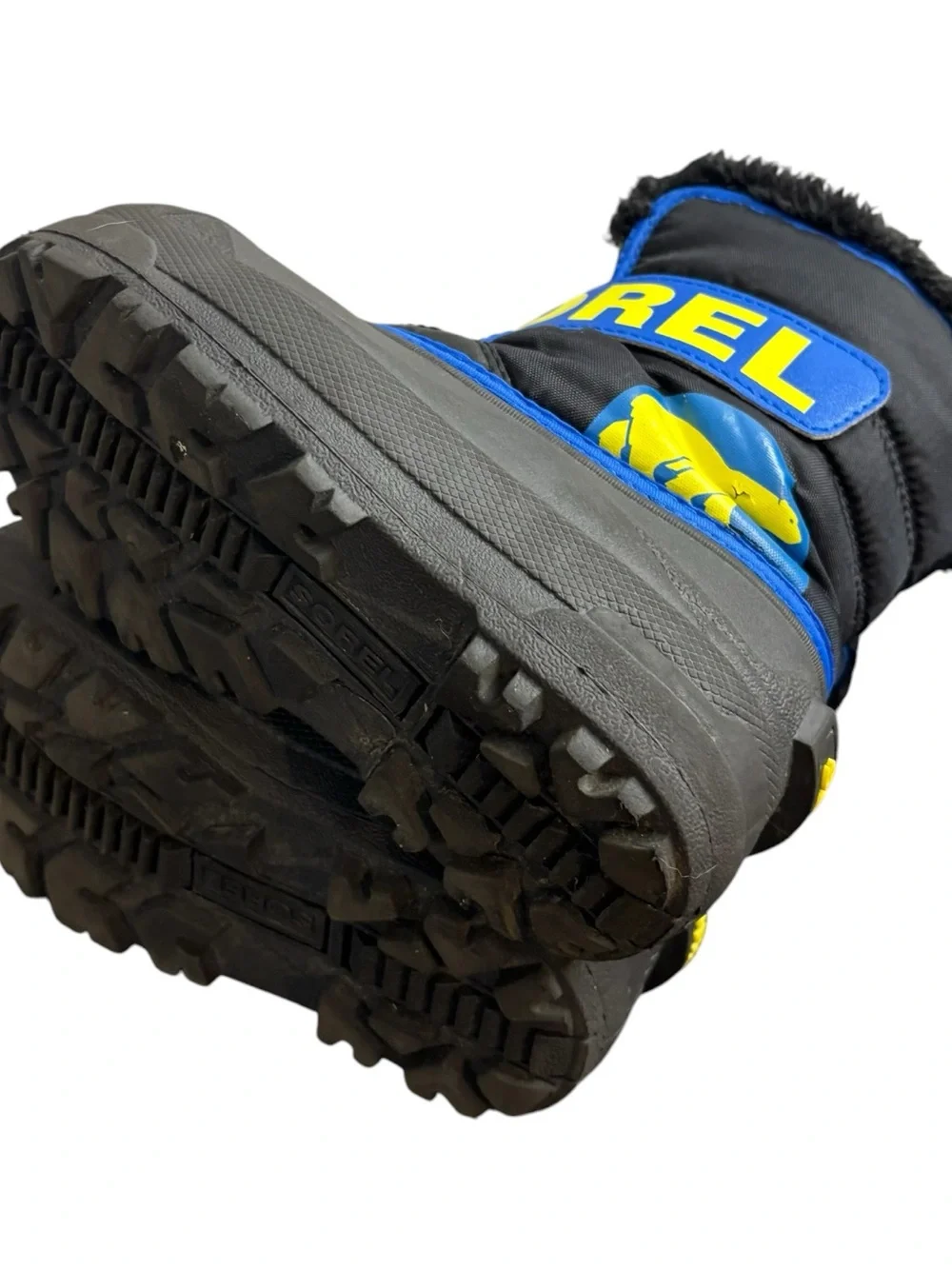 Sorel Kids Black and Blue Snow Boots lined toddler size US 11 EU 28.